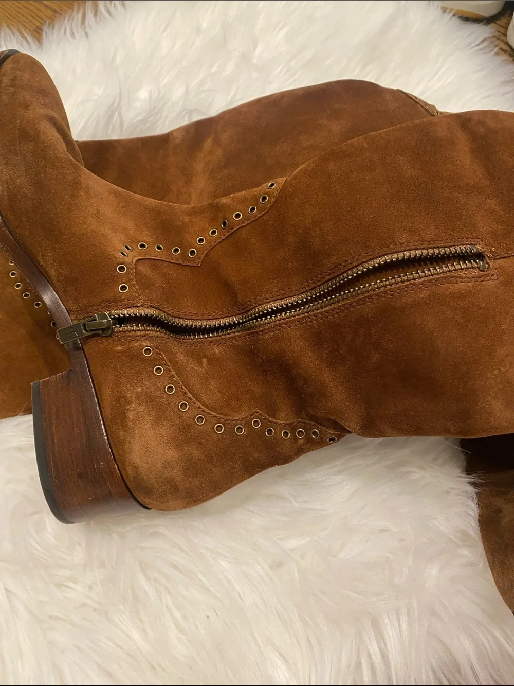 Frye Chestnut Brown Suede Over-the-Knee Western Boots